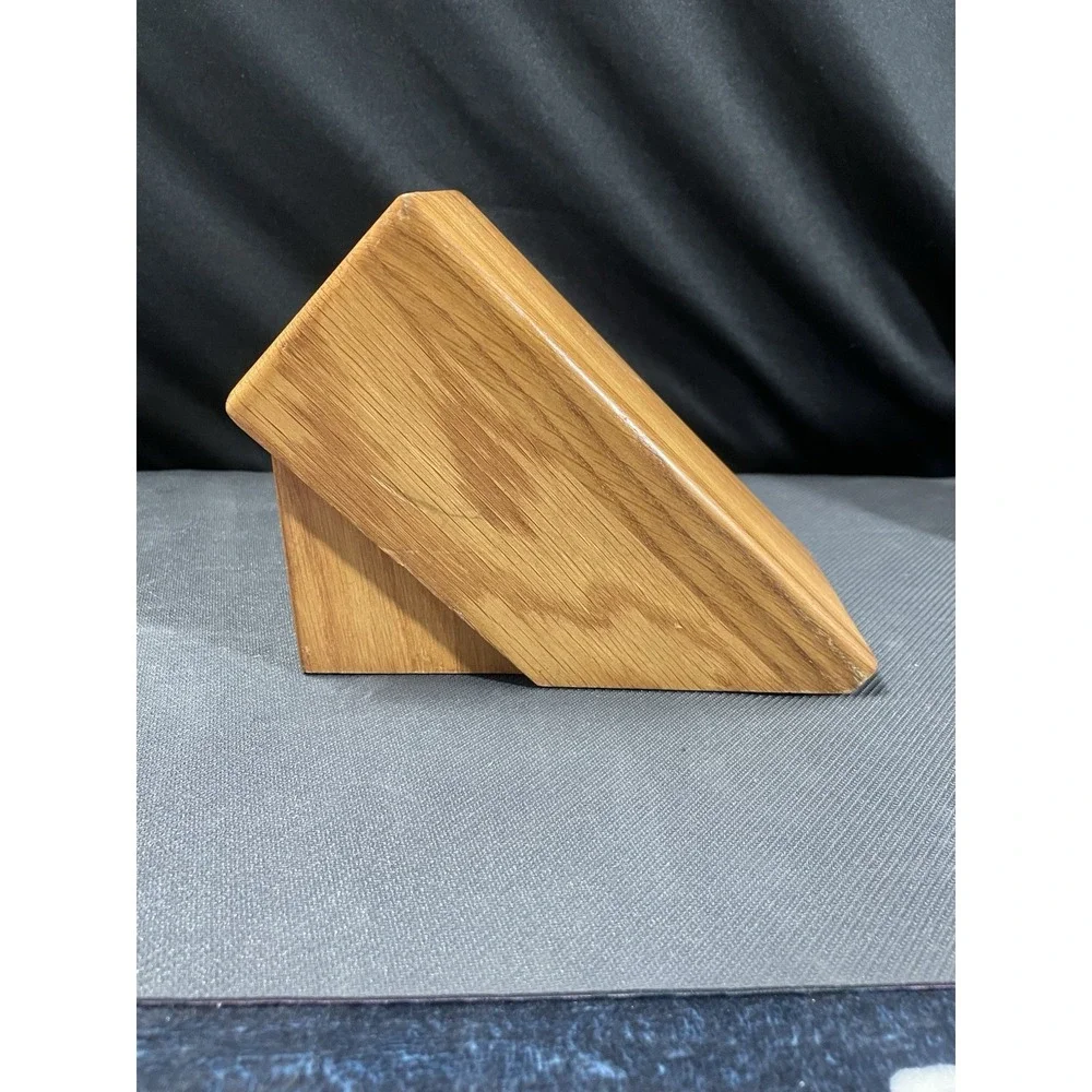 Cutco Knife Block‎ 4 Knife Slots 1 Steel Slot Solid Oak Wood Storage Countertop